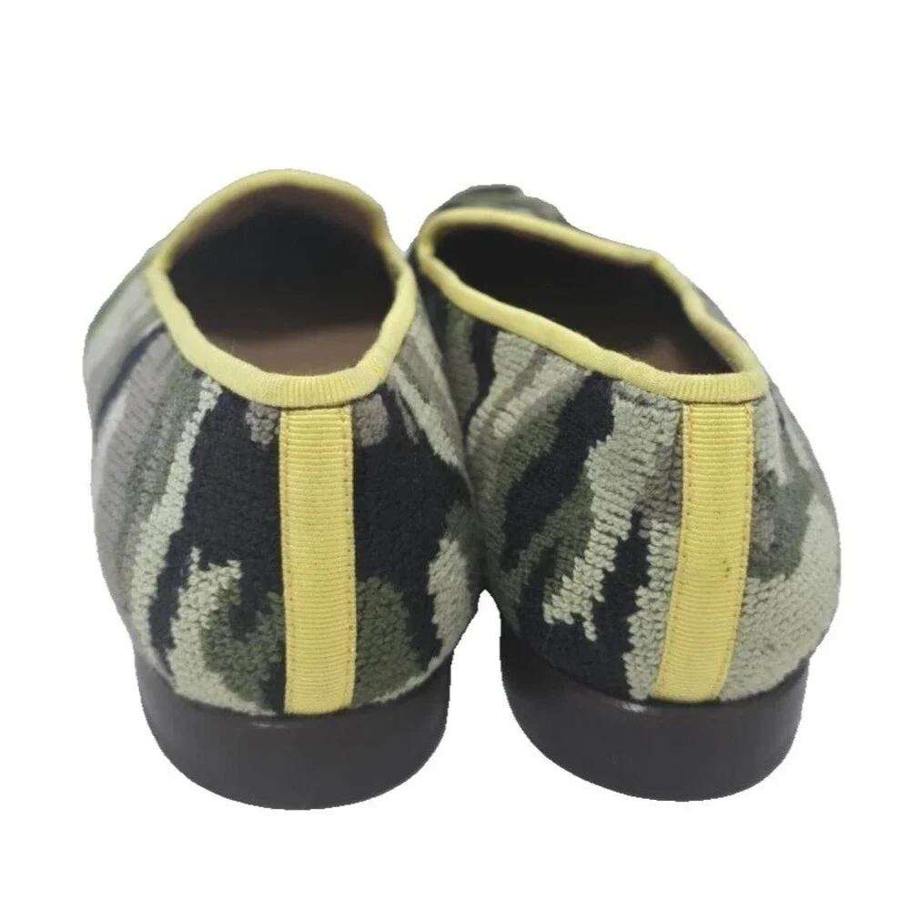 Stubbs & Wootton Needlepoint Camo Green Women's Loafers Shoe 9 AA NEW!  $625